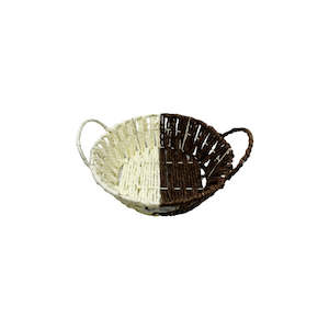 Handmade Paper Thread Basket With Handle - Round (S)
