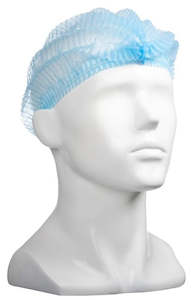 Polypropylene Crimp Hats - Blue, 530mm Wide, 12gsm (1000)
