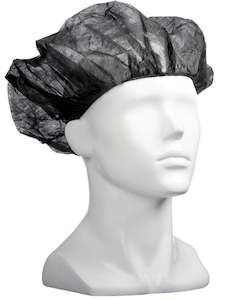 Derby Hat: Polypropylene Bouffant Hats - Black, 610mm Wide, 12gsm (600) *For Larger Hair Styles