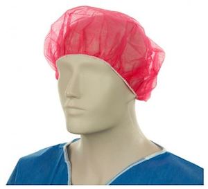 Polypropylene Bouffant Hats - Red, 610mm Wide, 12gsm (600) *For Larger Hair Styles
