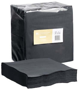 Quilted Dinner Napkins 1/4 Fold - Black, 400mm x 400mm, 2 Ply, FSC Mix® (800)
