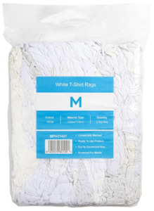 Cleaning Utensils: White T-Shirt Rags - White, 2.0kg Compressed Bag (1) *A Grade Quality