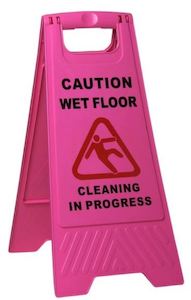 Cleaning Utensils: Safety Sign Wet Floor - Pink, 290mm x 660mm (10)