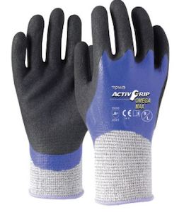 Hand Protection: ActivGrip Omega Max Gloves - Blue/Black, 2XL, 13 Gauge (12) *Rating - 4543C