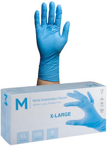 Nitrile Long Cuff Examination Gloves Powder Free - Blue, XL, 300mm Cuff(Pack Of 1000)