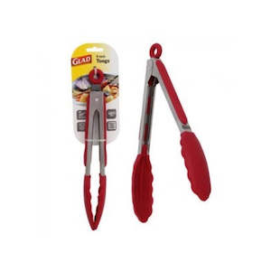 GLAD 12" STAINLESS STEEL TONGS, RED (Product of USA)