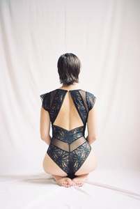 Amara Black Leaf Bodysuit