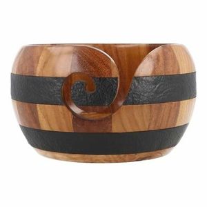 Products: Scheepjes Yarn Bowl teak-rosewood & leather 15x9cm
