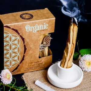 Organic Goodness Palo Santo & Selenite Crystal Smudge Starter Kit