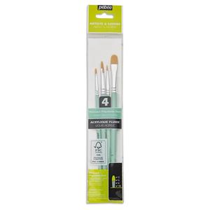 Filbert Shape: Pebeo Brush Short Filbert Yellow Polyamide Set 4