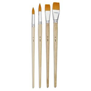 Pebeo Brush LONG ROUND/FLAT YELLOW POLYAMIDE WIDE SET 4