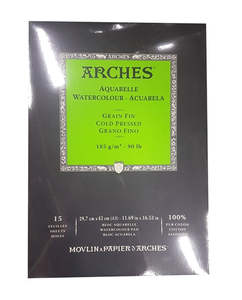 Arches Watercolour Pads: Arches Watercolour Pad 185gsm Cold Pressed 15 Sheet