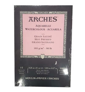 Arches Watercolour Pad 185gsm Hot Pressed 15 Sheet