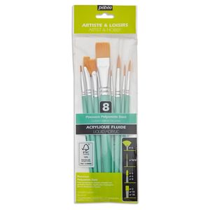 Pebeo Brush Short Assorted Yellow Polyamide Set 8