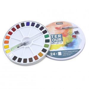 Pebeo: Pebeo Watercolour Paint Set ROUND METAL BOX HALF PAN 24