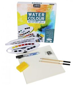 Pebeo Watercolour Paint Set COMPLETE HALF PAN 24