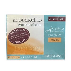 Fabriano Artistico Block 300gsm Traditional White Cold Pressed 20+4 Free Sheets