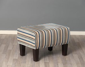 Small Footstools: Stripe Fabric Footstool with Wood Legs 55x40x37cm
