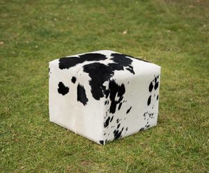Small Footstools: Cowhide Cube #5 with Invisible Button Glides 50x50x40cm