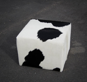 Small Footstools: Cowhide Cube #2 with Invisible Button Glides 50x50x40cm