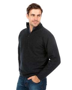Charcoal Lightweight Half Zip Merino Sweater - NB336