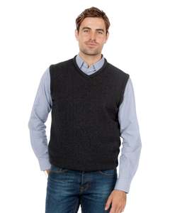 Charcoal Men's Wool Vest in Possum Merino - NB418