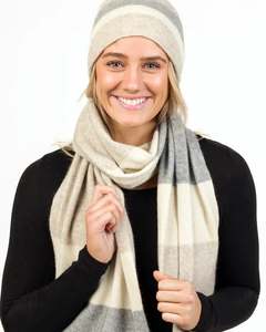 Unisex Scarves: Natural Stripe Travel Scarf - NX824