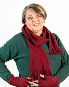 Unisex Scarves: Berry Red #2 Plain Possum Merino Wool Scarf - NX102