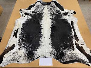Premium Cowhide Rugs: COW3208 Cowhide Rug Black & White Line-Back 3.40msq