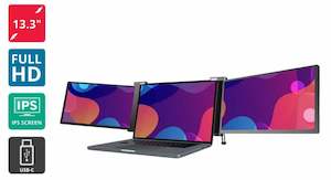 Gaming Monitors: Kogan XPRESSO 13.3" Full HD Pro Dual Screen Tri-Fold Portable Monitor for 14” - 17” Laptops (1920 x 1080)
