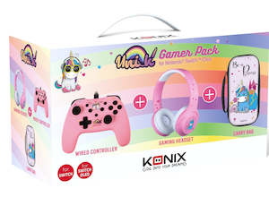 Gaming Headphones: Konix Gamer Pack Nintendo Switch (Unicorn - Be a Princess)