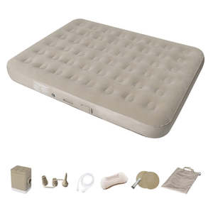 Camping: Queen Size Air Bed Inflatable Mattress with Built-in Pump