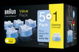 Products: Braun Clean and Charge Refills 5 Pack + 1 free (CCR6)