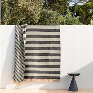 Summit Floor Rug - Charcoal + Natural Stripe