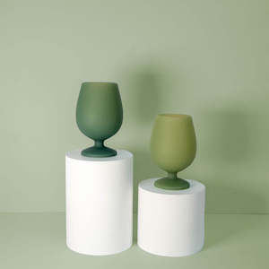 Drinkware: Stemm Silicone Unbreakable Wine Glasses Sage + Olive