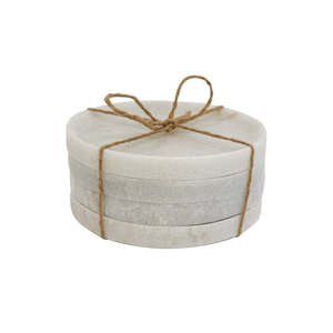Homewares: Round Marble Coasters - White