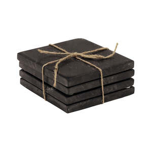 Homewares: Square Marble Coasters - Black