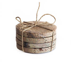 Homewares: Round Marble Coasters - Pink Taupe