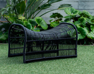 WAVE Foot Stool Black Straight Weave