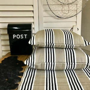 Furniture: Outdoor Cushion Sand Black Stripe - 50cm
