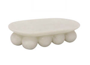 Home Decor: Marble Resin Platter White