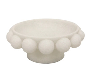 Decorative Objects: Marble Resin Plinth Bowl