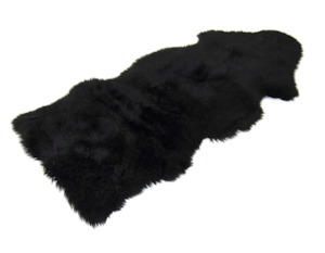 Sheepskins And Cow Hides: 1.5 XL Longwool Sheepskin Rug Black