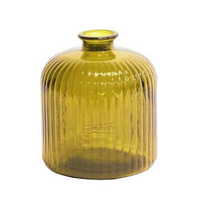 Glassware: Quita Fluted Bottle 18cm - Yellow Gold