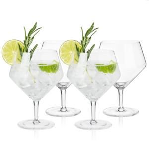 Glassware: Set 4 Crystal Gin & Tonic Glasses