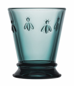 Glassware: Bee tumbler short 260 mls blue