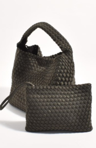 Saben: Kaia Woven Tote with Pouch Olive
