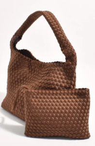 Saben: Kaia Woven Tote with Pouch Coffee