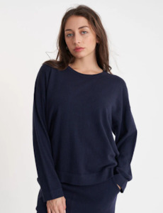 Womens Clothing: Huffer Merino Neve Crew Midnight