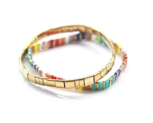 Jewellery: Bracelet - Glass Bead Duo - Rainbow
